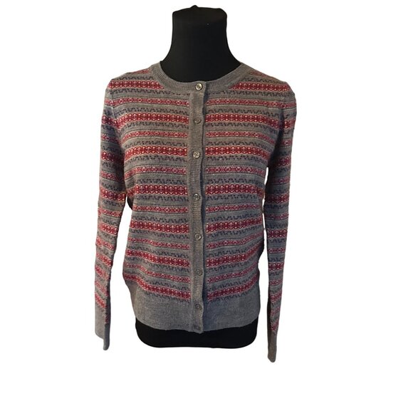 Bass GH Bass vintage grey and red cardigan sweater size S - Picture 1 of 6